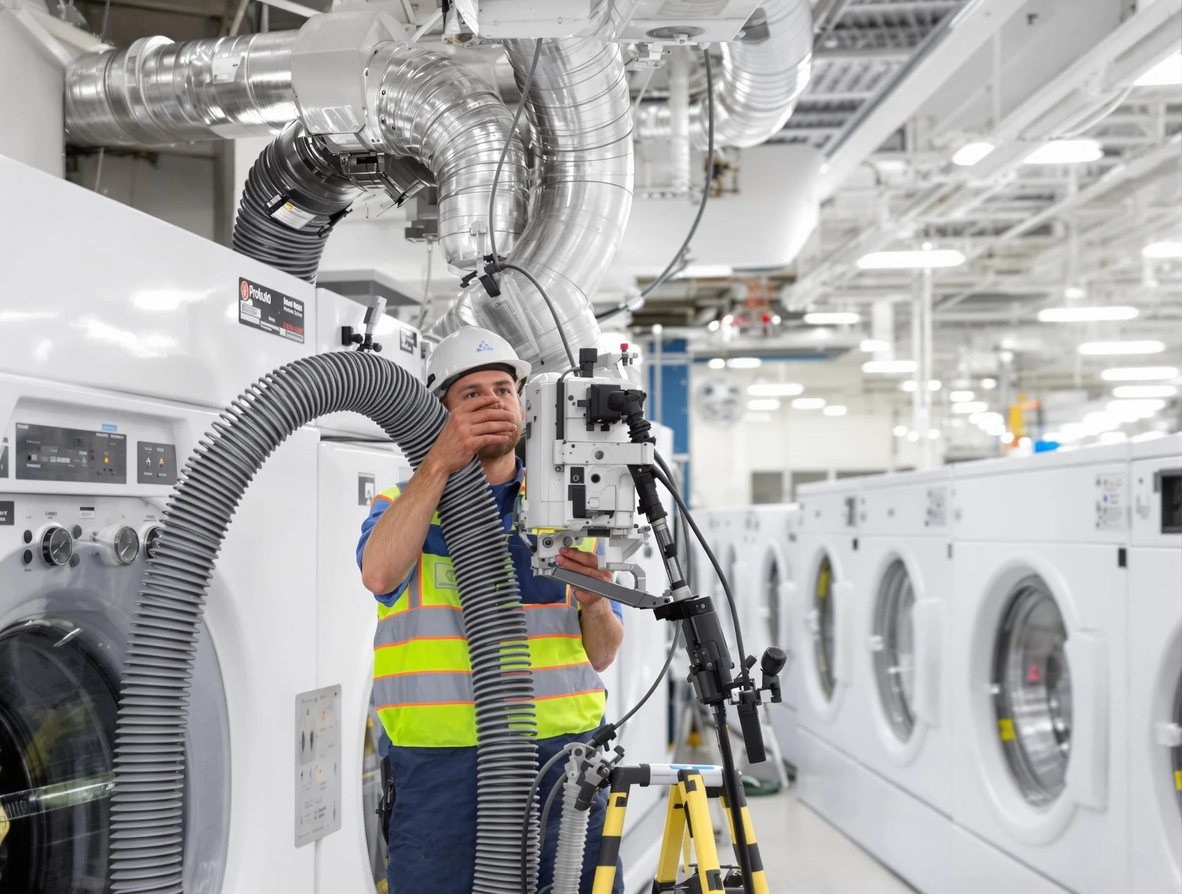 Herriman Dryer Vent Cleaning team performing commercial-grade dryer vent cleaning at a business facility in Herriman