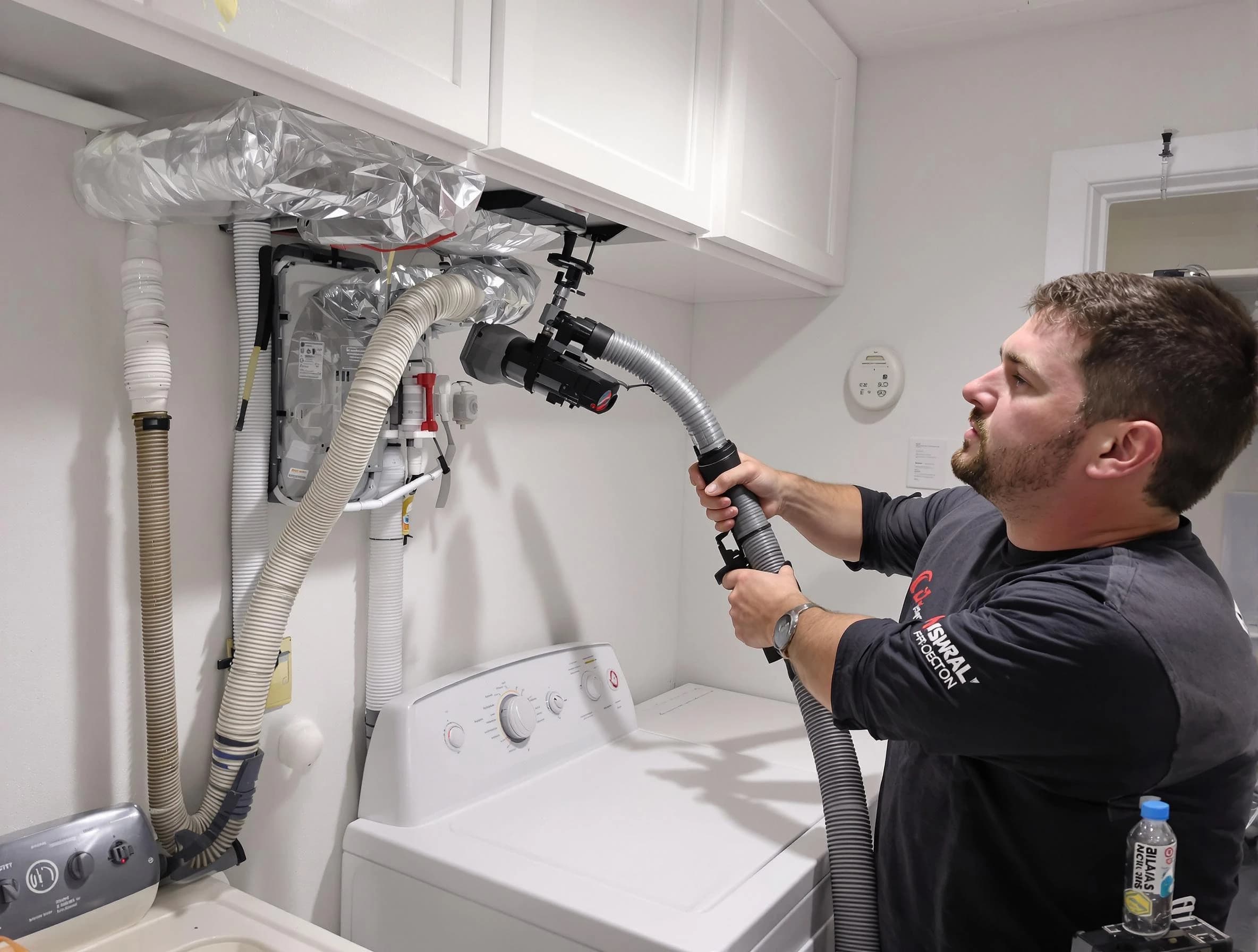 Herriman Dryer Vent Cleaning certified technician performing safety-focused gas dryer vent cleaning in Herriman
