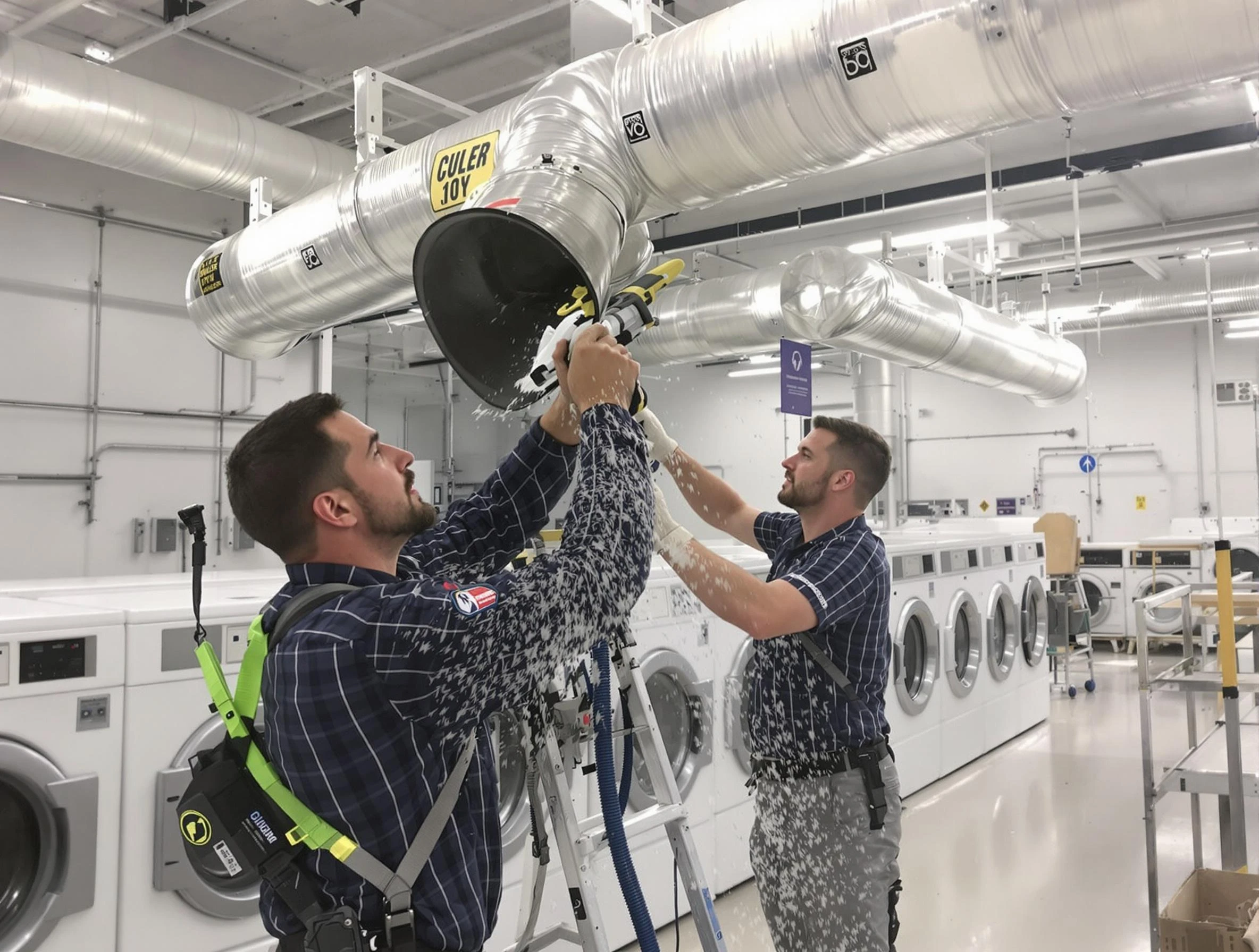 Herriman Dryer Vent Cleaning team performing large-scale commercial dryer vent cleaning in Herriman